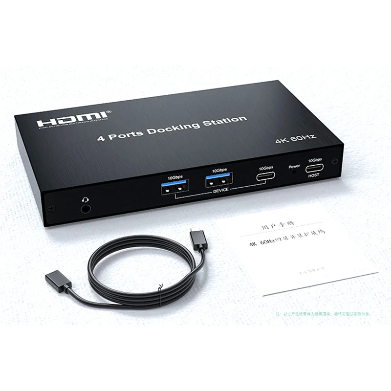 4K 60Hz Laptop PC Type C To DP HDMI Screen Extend Copy Mode Docking Station Same Different Display W/ 10Gbps USB 3.0 Hub 100W PD