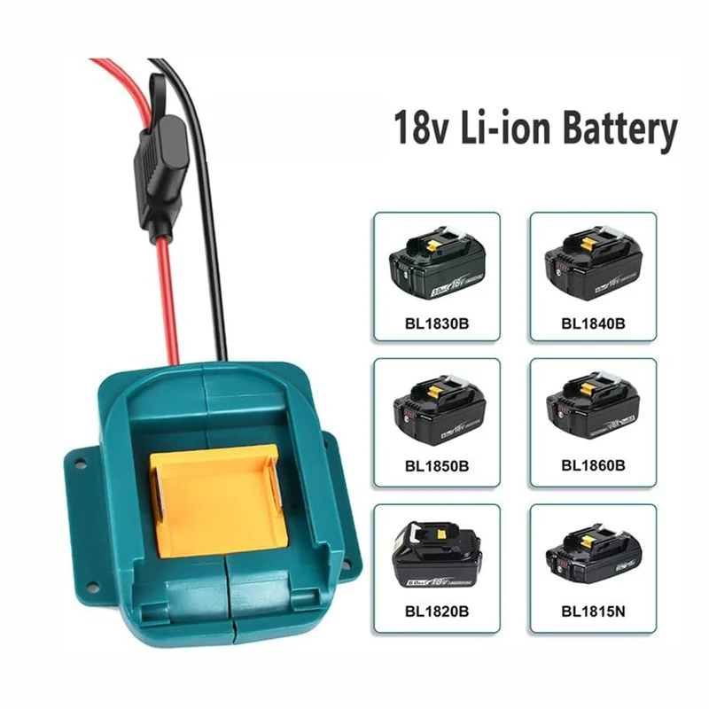 Adaptador de ruedas eléctricas para MAKITA, Kit de conversión de adaptador de batería de iones de litio de 18V con portafusibles y conector de mazo de cables