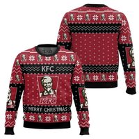 Christmas Ugly Sweater KFC Grandpa Snow Christmas Tree Deer Holiday Pattern Warm Goods Comfortable Matching Free Color Rich