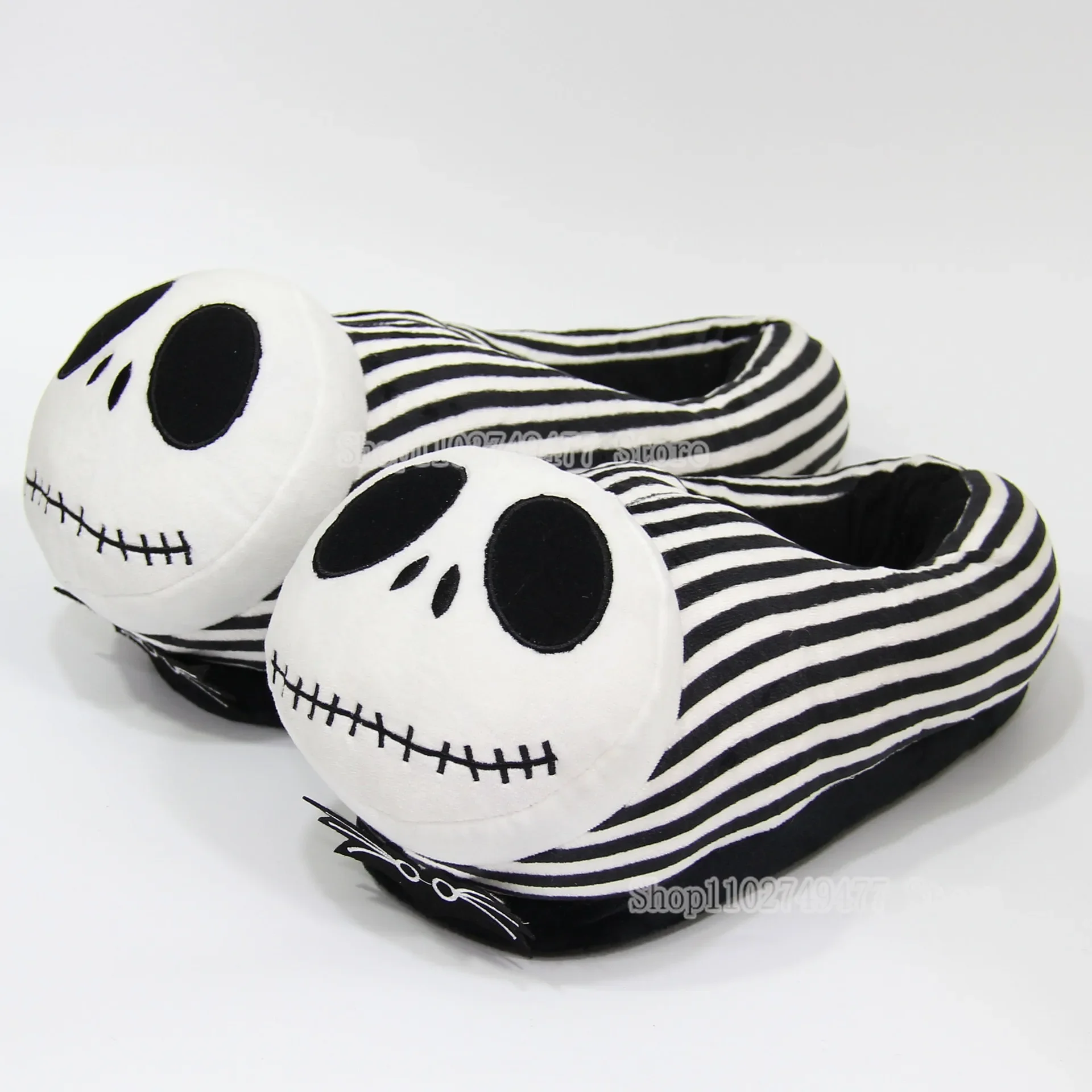 Disney The Nightmare Before Christmas Plush Cotton Shoes Cartoon Anime Jack Skellington Winter Warmth Baotou Slippers Home Goods