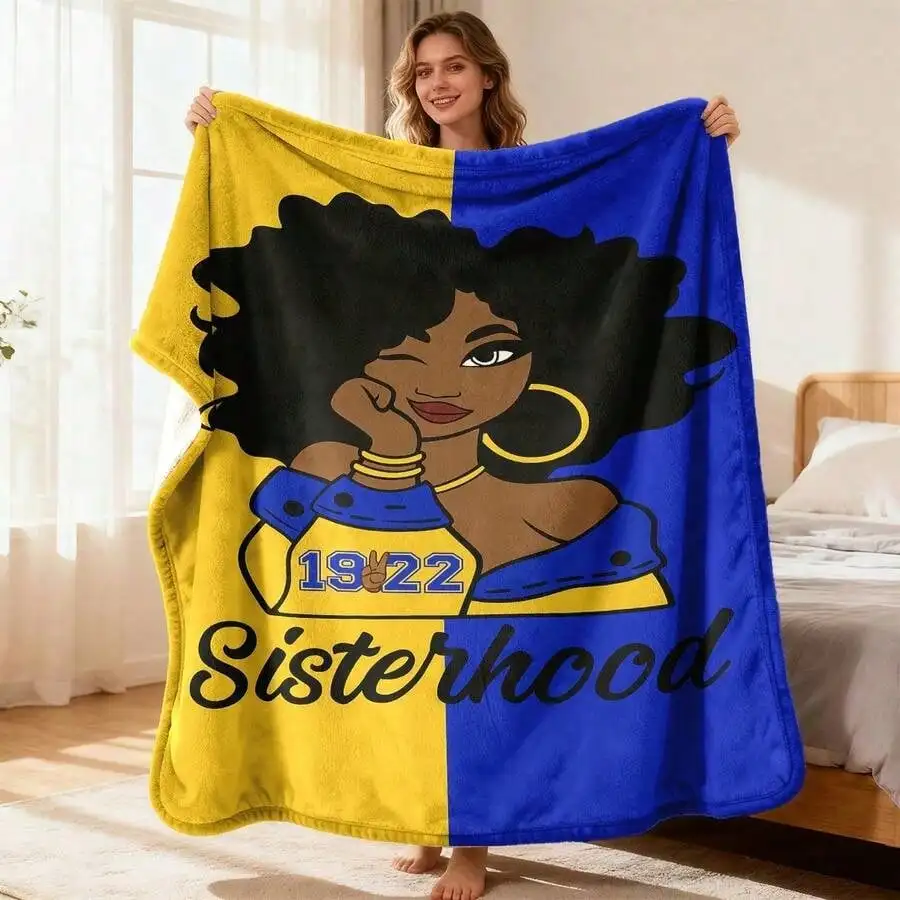 Customize Sigma Gamma Rho Sorority Throw Blanket (ΣΓΡ) - Soft Flannel Greek Letters ΣΓΡΡ Design, Sorority Sister Gift For Bed, C