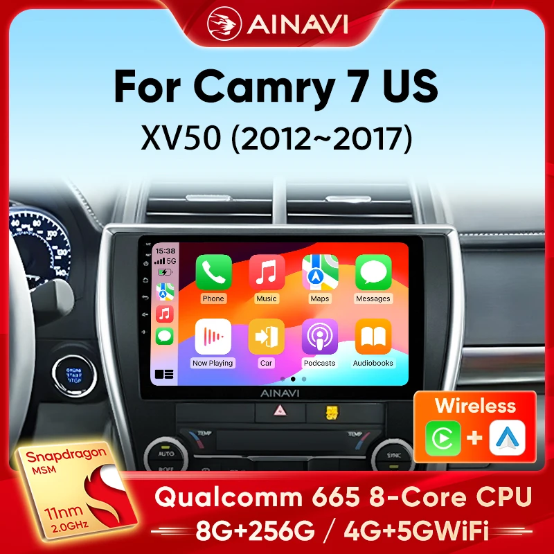 

Ainavi Car Radio Android Auto For Toyota Camry 7 XV 50 55 US Version 2012-2017 Carplay Multimedia Player Stereo 48EQ GPS DSP Din