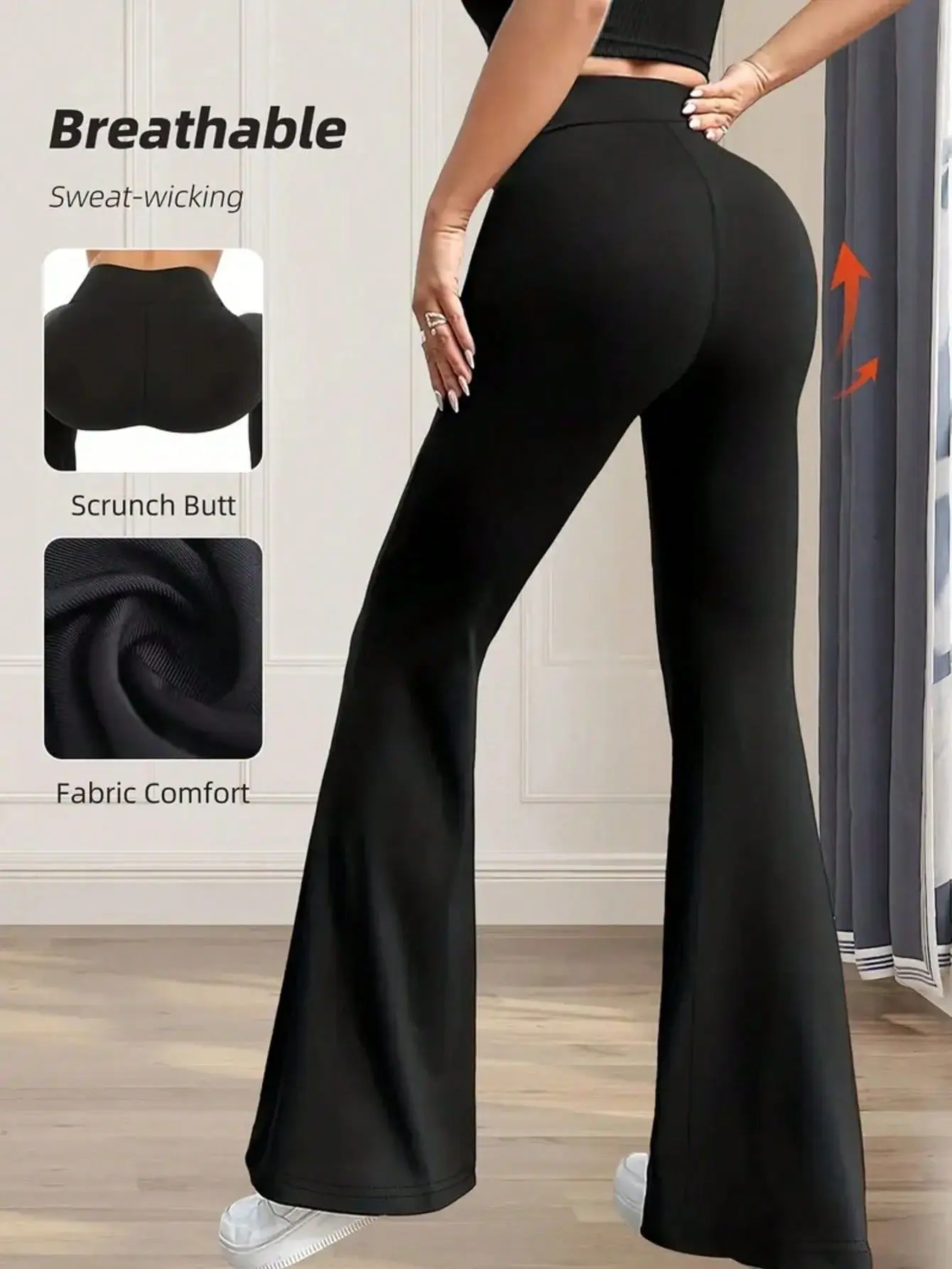 New European and American women's micro flared pants with high waist, tight fitting, casual and slimming features
