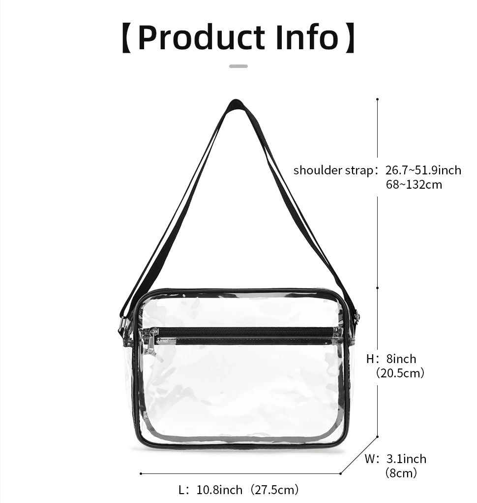 TINYAT Damen-Umhängetasche aus PVC-Material, transparent, wasserdicht, leicht, Umhängetasche, Konzert, Stadionveranstaltungen, Patry, Brusttasche – Detail 3