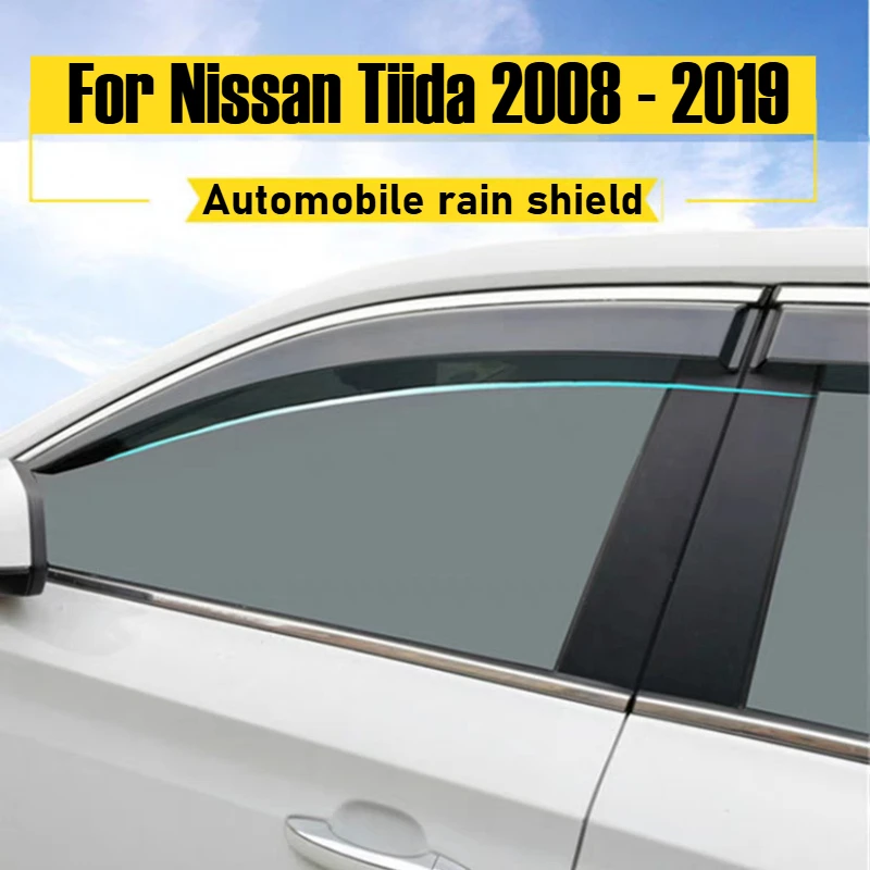 Para Nissan Tiida 2008 - 2019 Nissan Latio Sedan visera Exterior de plástico parasoles ventana protector contra la lluvia y el sol Deflector 4 Uds