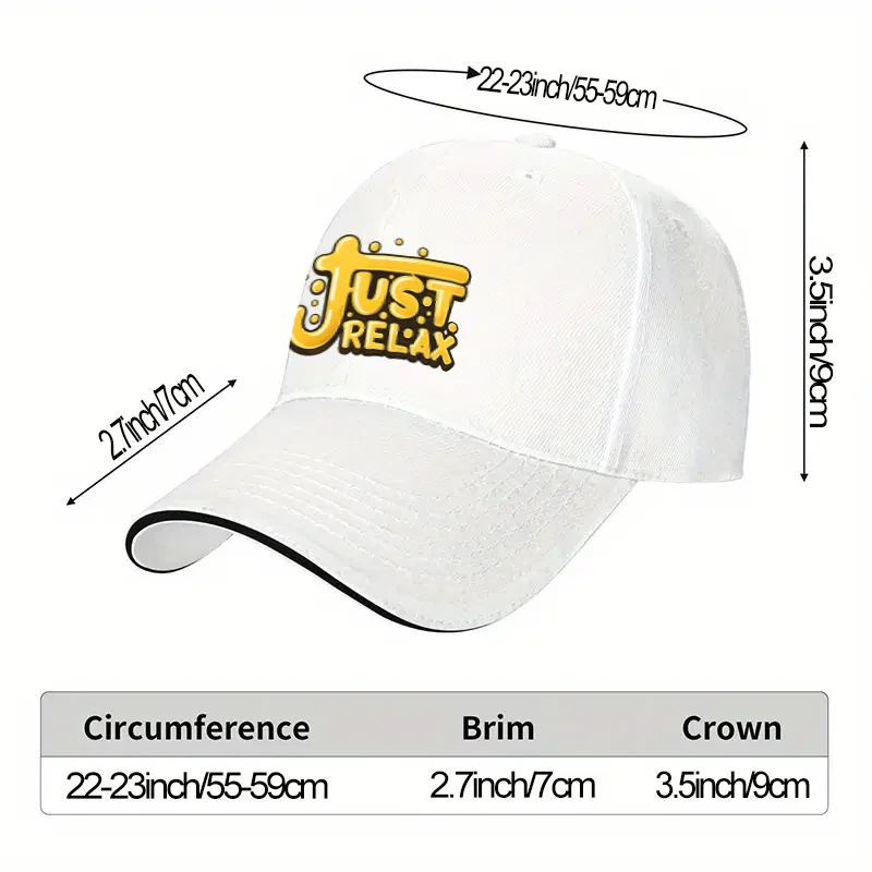 Just Relax Graphic Baseball Cap Polyester Adjustable Outdoor Trendy Hat for Men Women