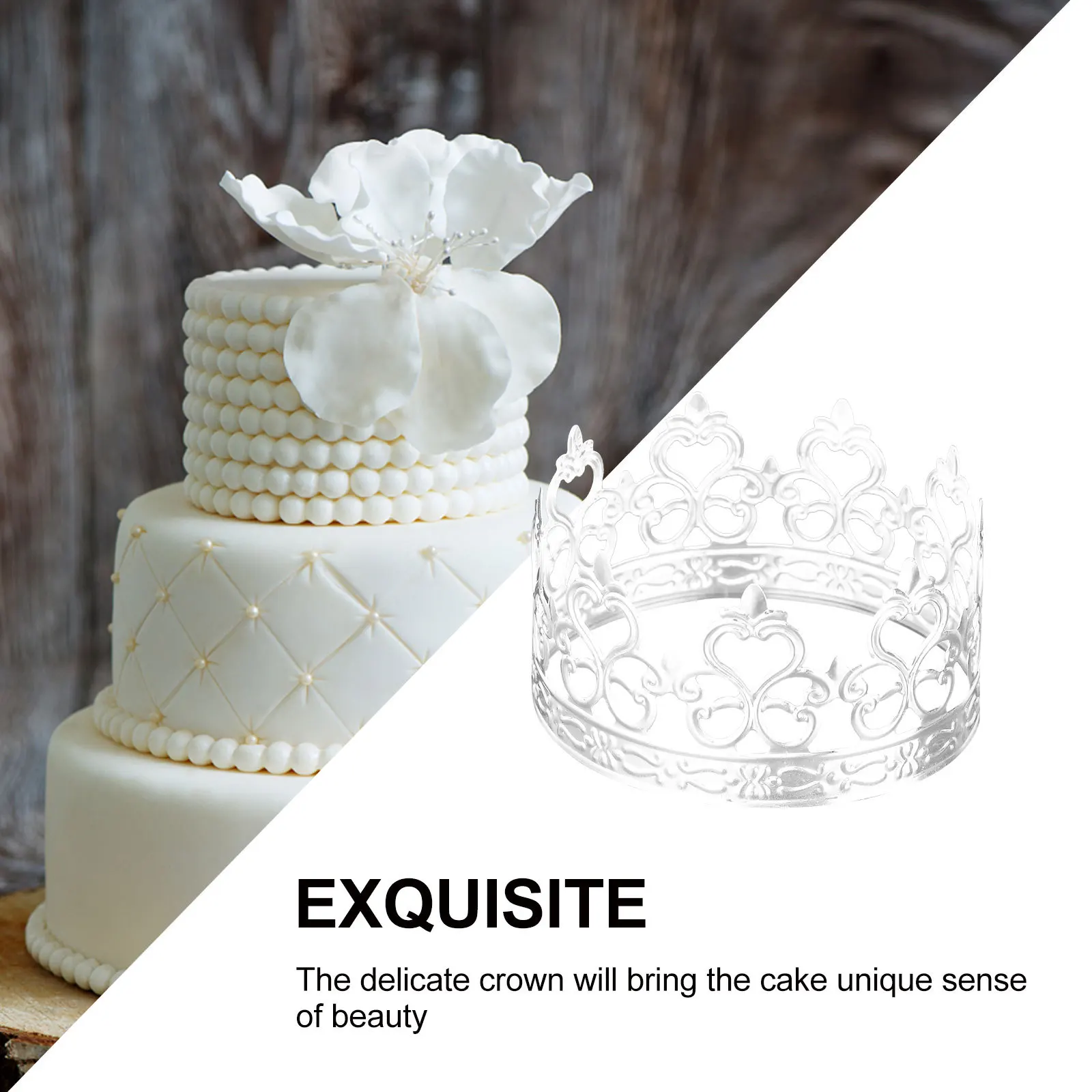 

1Pcs Exquisite Metal Cake Crown Decor Durable for Birthday Cake Topper Proms Pageants Parties Silver Hollow Iron