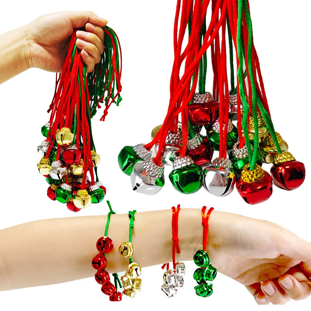 Christmas Bell Necklaces Christmas Holiday Necklaces Bell Decoration with Ribbons for Holiday Party Accessories Stocking Stuffer