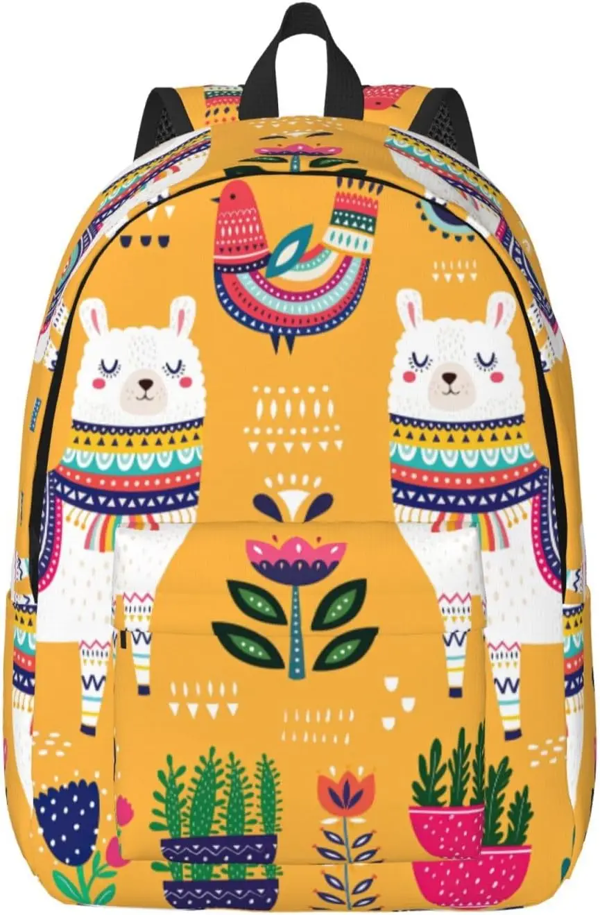 

Cartoon Alpaca Cute Animal Fashionable canvas backpack, lightweight casual, fit for multi-functional daily travel bags