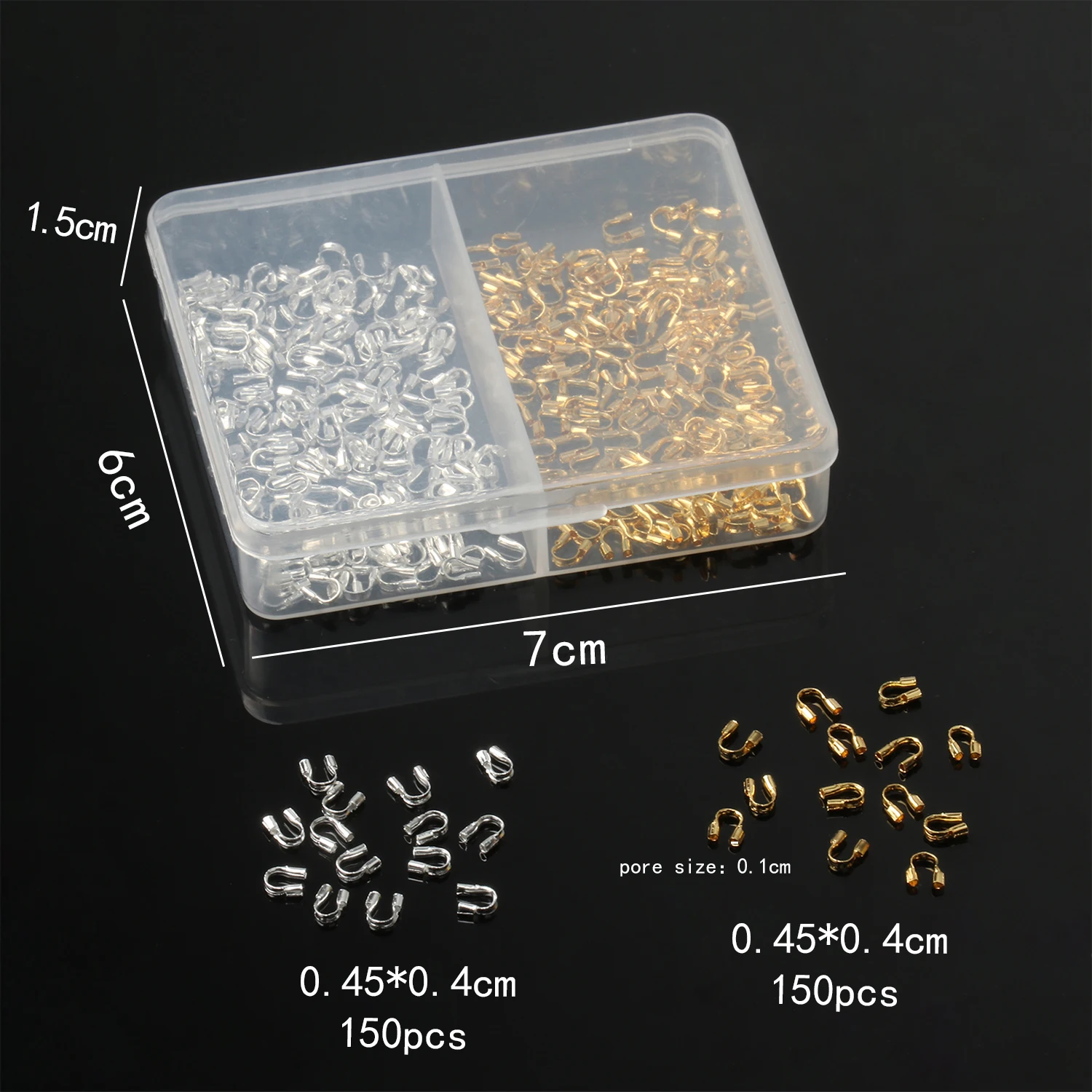 300Pcs/Lot 4.5x4mm Gold and Silver Color Wire Protectors Loops U Shape Connectors With Boxed For Jewelry Making Accessories