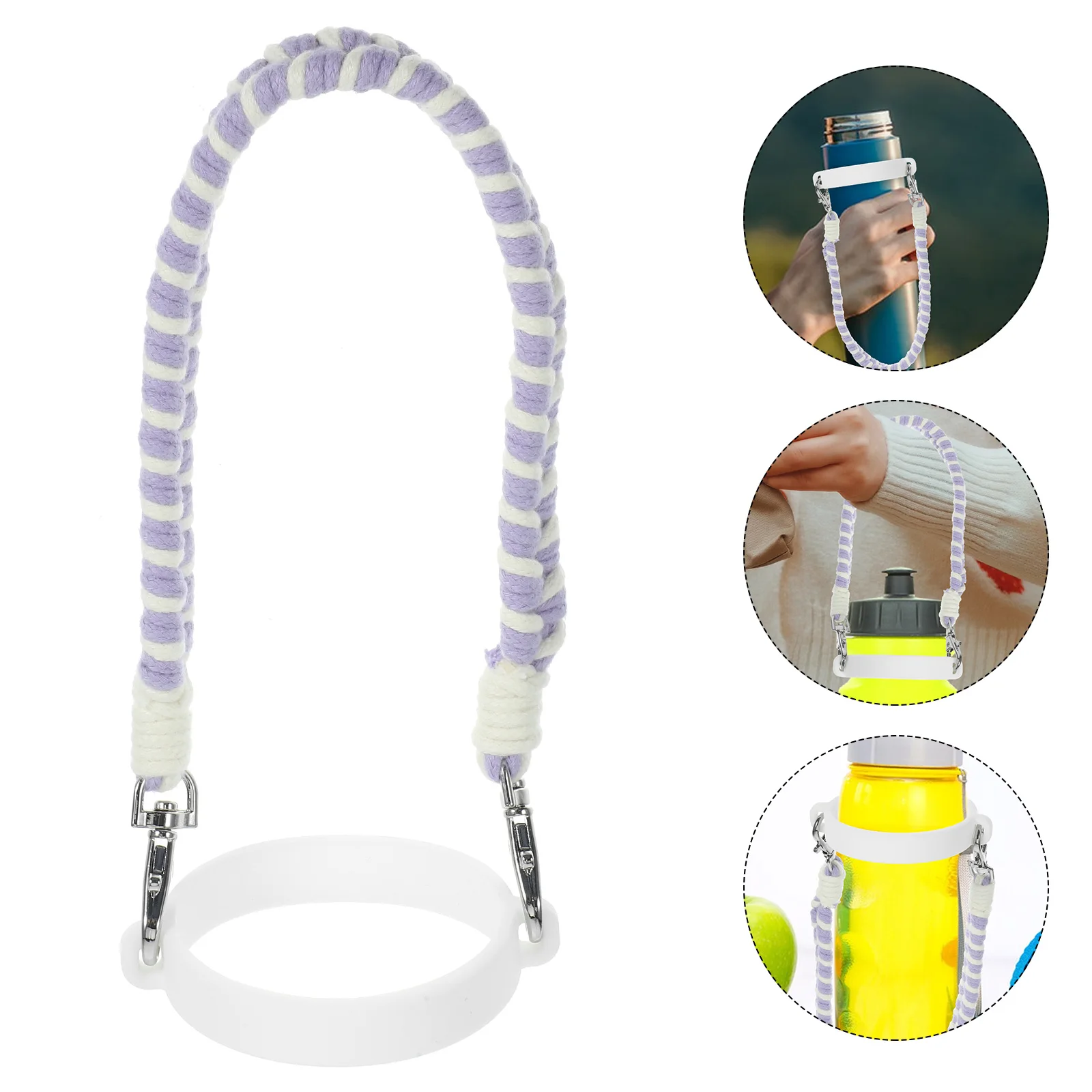 

Water Bottle Holder Strap Handmade 40oz Cup Thick Silicone Circle Portable Sling Carrier Easy Clean Durable Bright Color Design