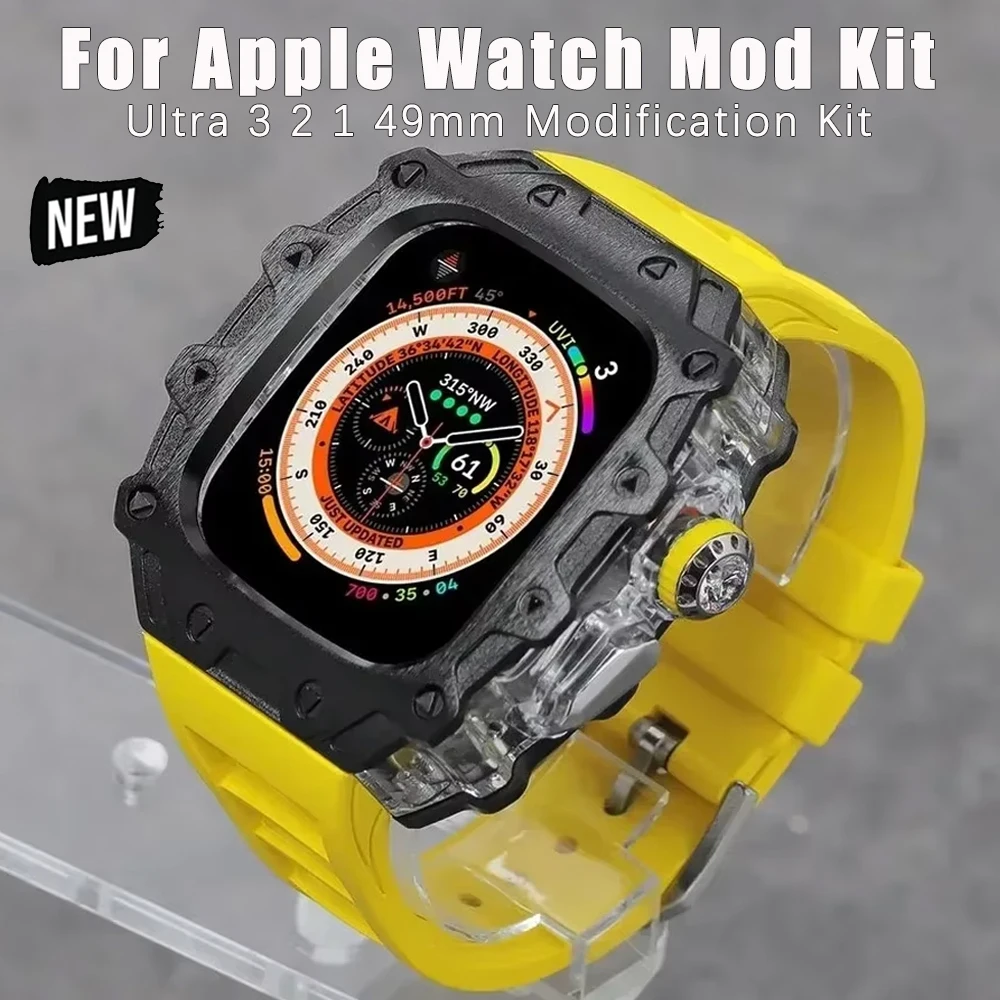 

Комплект для модификации Crystal Button из нержавеющей стали для Watch Ultra 3 49 мм, комплект для модификации с ремешком из фторкаучука, роскошный ремешок для iWatch Series Ultra