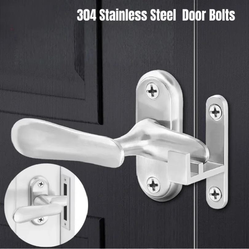 

304 Stainless Steel Flip Latch Lock,Double Slot Door Bolts,Anti-Theft Locks,Gate Buckle for Windows Cabinets Barn Toilet Doors