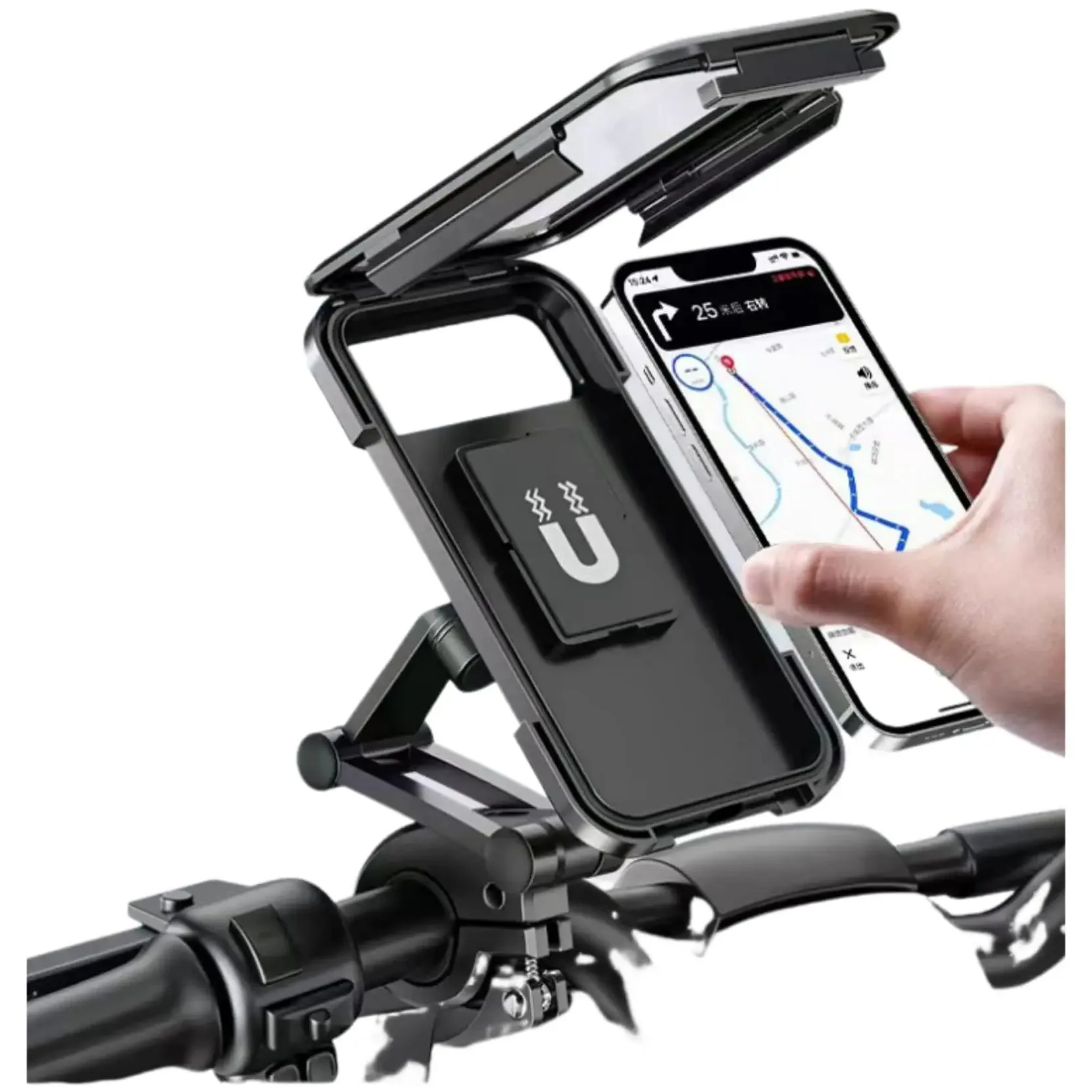 AliExpress New Adjustable Retractable Bike Phone Holder 360° Rotating Waterproof Anti-Shock Bike/Motorcycle Phone Mount Touchscreen