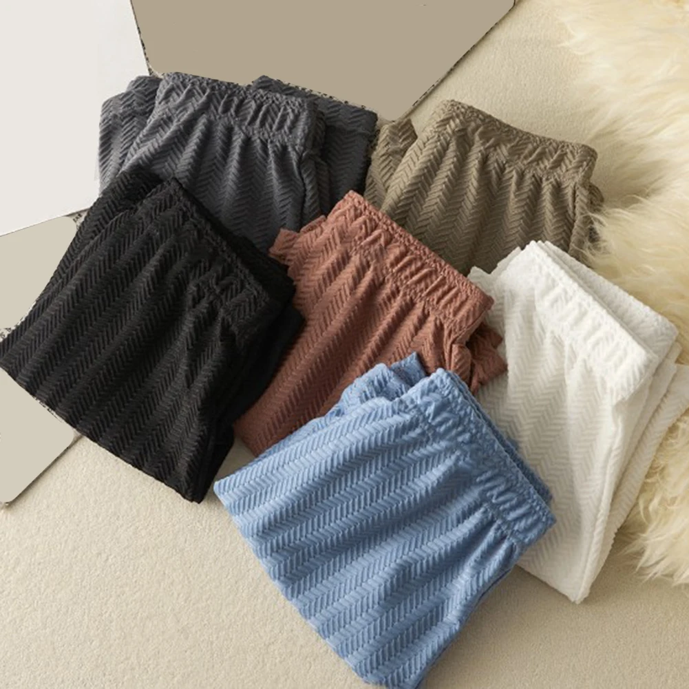 

Мужские трусы-боксеры из ледяного шелка, свободного кроя, больших размеров, эластичные, однотонные, для дома, пижамные штаны, мужское нижнее белье