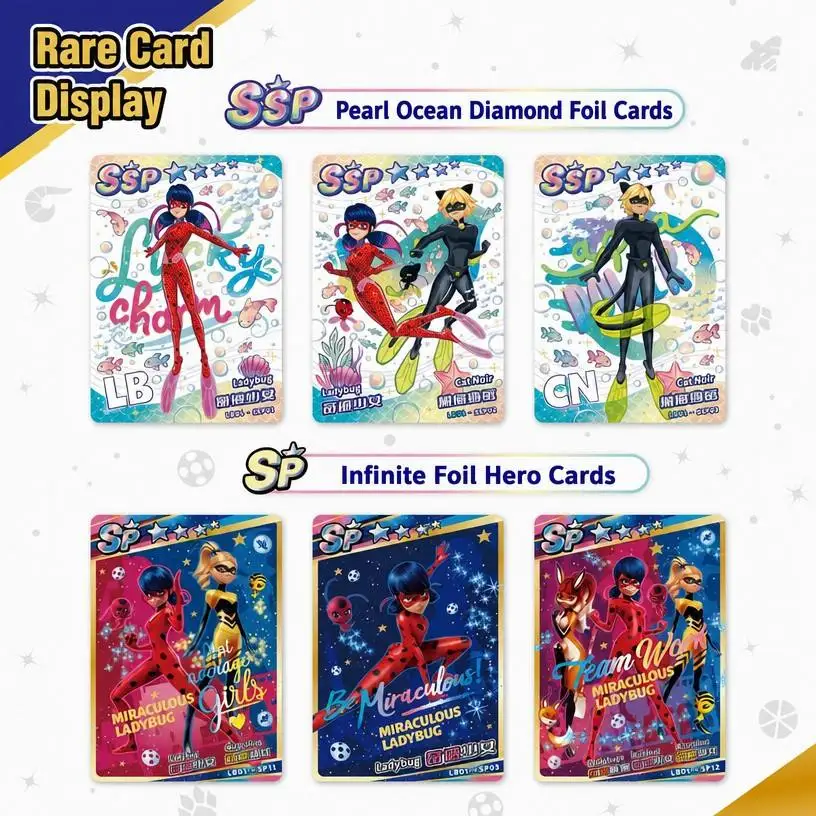 Miraculous Ladybug Cat Noir Character Sparkling Miracle Deluxe Card Collectible Pack Anime Merch Surprise Birthday Gift for Fan