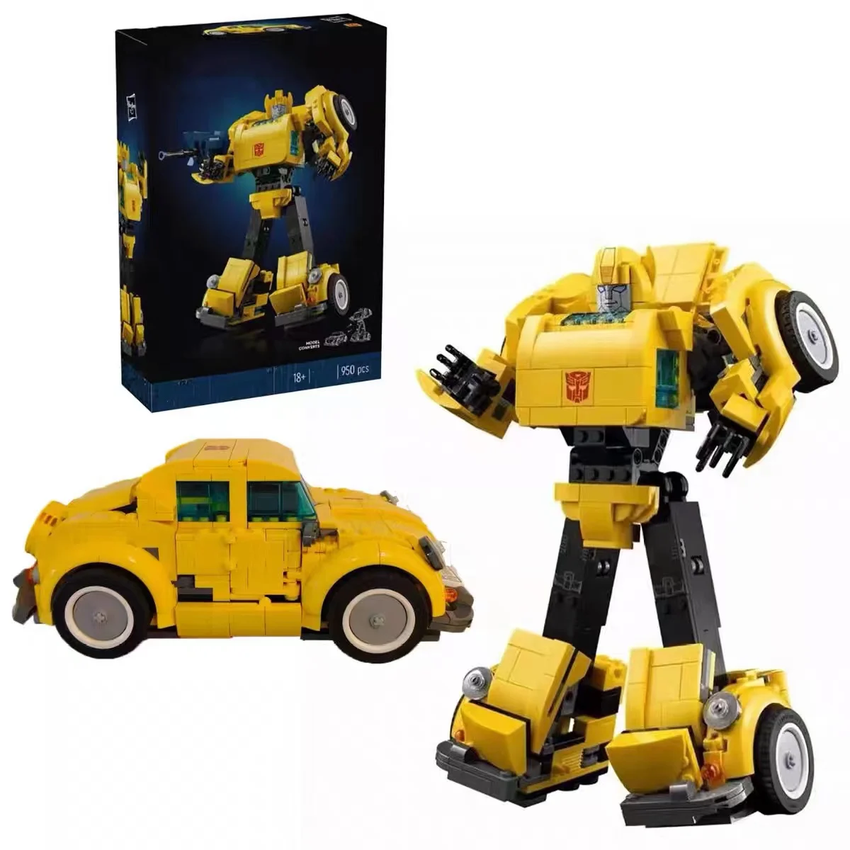 2024 New Creative 2 in 1 Yellow Transformation Robot Technical Model Building Blocks Bricks Kits Set Toys Gift Compatible 10338