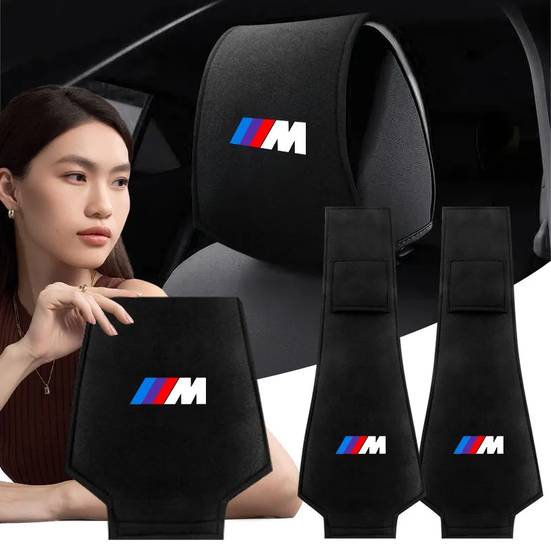 1PCS 2PCS Hot Car Headrest Cover Fit  Accessories Car Styling For BMW M Power Performance M3 M5 X1 X3 X5 X6 E46 E39 E36 E60 E90