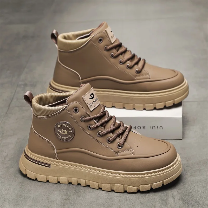 

men's boots four season casual fashion comfortable high top casual boots outdoor thick soled anti slip commuting workwear boots