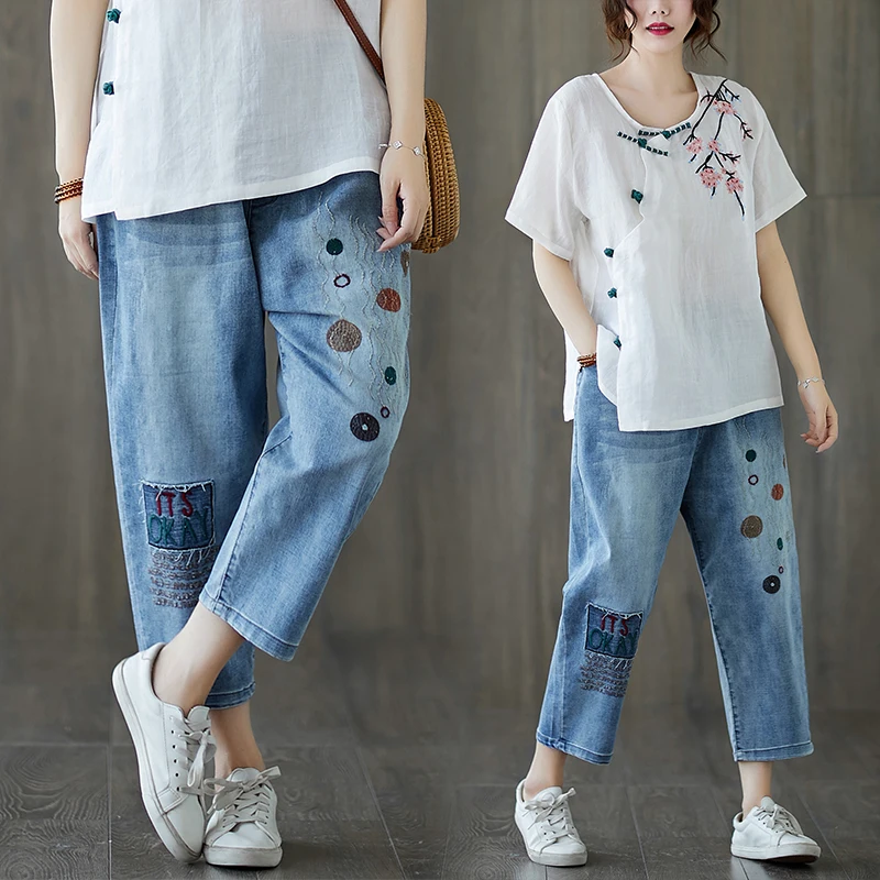 

Denim Women's Pants Embroidery Dongdaemun Korea 2023 Trousers Jeans Korean Summer Clothes Japanese y2k Clothing Free Shipping