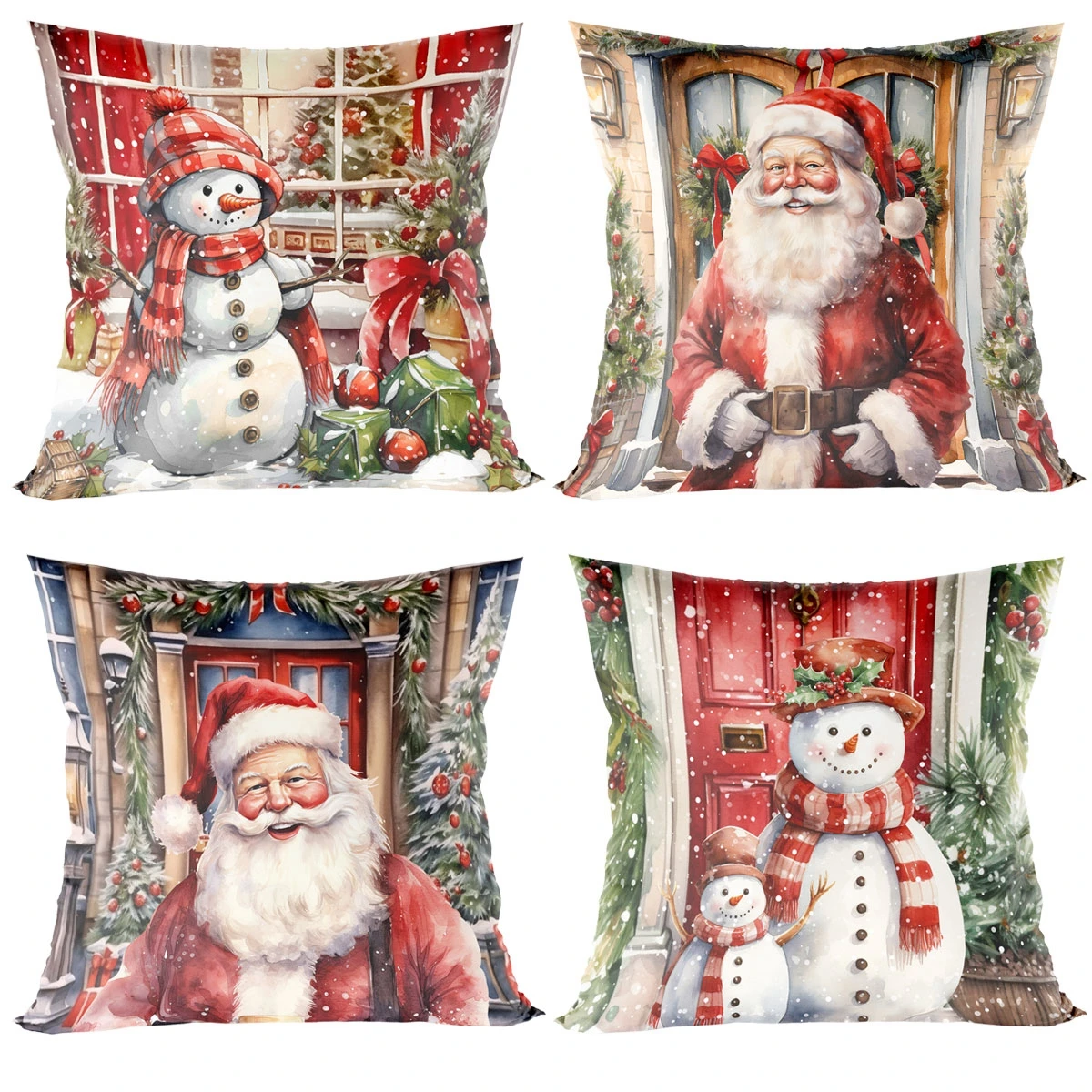 Christmas Santa Cushion Cover Merry Christmas Decoration for Home 2024 Xmas Ornaments Pillow Cover New Year Gift Sofa Pillowcase