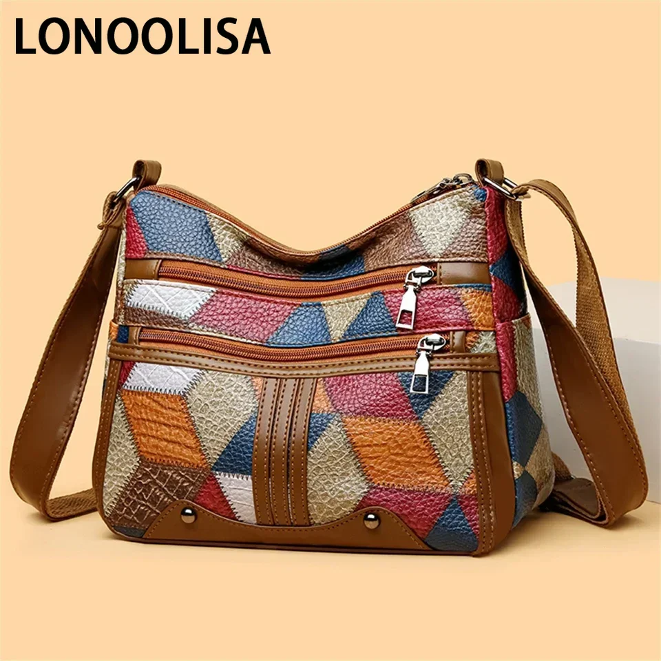 Bolsos cruzados Vintage coloridos a cuadros para mujer, bolso de hombro de gran capacidad para uso diario, bolsos versátiles para mujer