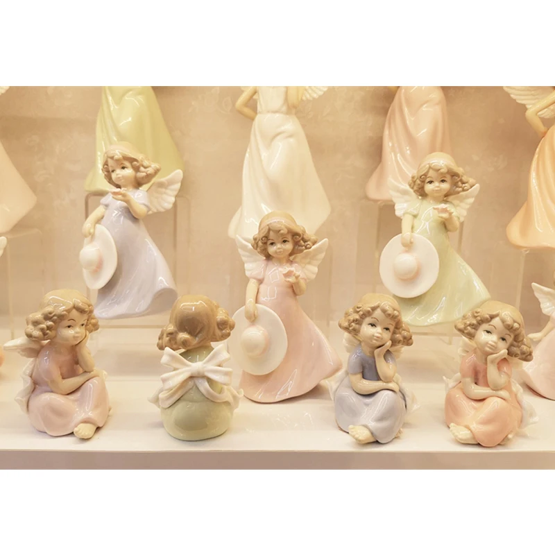 Classical Angel Ceramic Girl Crafts, Miniature Figurines, Fairy Garden Cute Doll, Desk Decor, Living Room, Home DecorAccessories