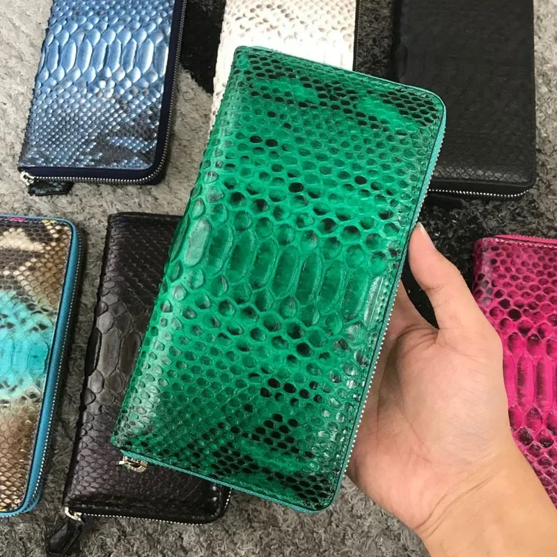 2024 New Fashion Real Python Skin Genuine Leather Women Long Wallets Female Luxury Brand Designer Clutch Gift Cash Purse Wallet