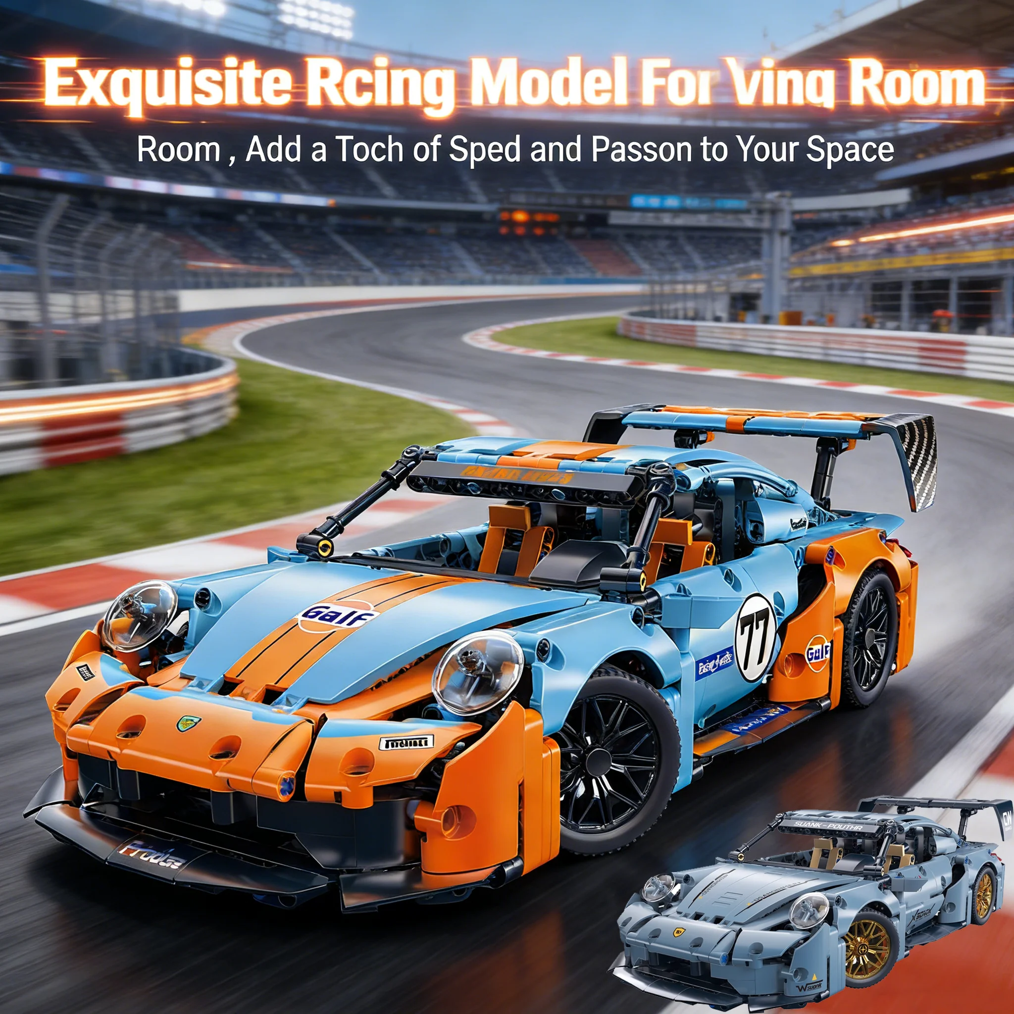 Nuovo Set Tecnico 1:14 Auto da Corsa Classica 975 Pezzi, Modello di Veicolo Sportivo Expert, Mattoncini MOC Fai-da-Te, Regalo per Bambini e Adulti