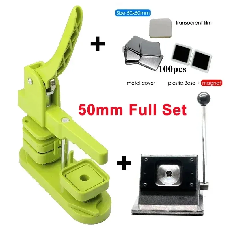 

50x50 мм квадратный магнит на холодильник, полный набор с резаком для бумаги + 100 комплектов материалов 50 мм, поставка акрилового магнита на холодильник