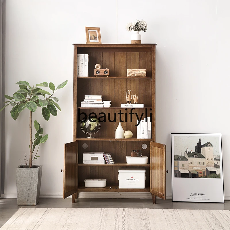 

All solid wood bookcase, simple red oak bookcase, environmentally friendly walnut bookshelf