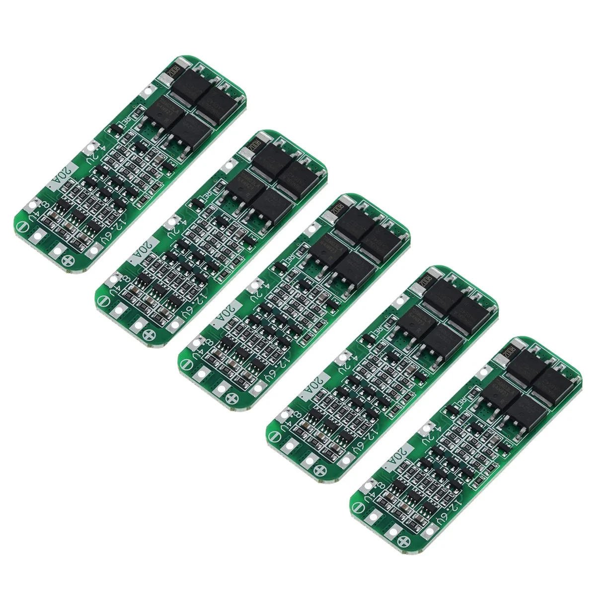 Módulo de cargador de batería de iones de litio, Placa de protección BMS, PCB, 18650 V, 12V, 11,1 V, 5 piezas, 3S, 20A, BMS 12,6