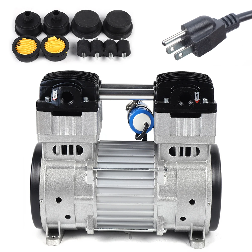 Micro Oil-free Diaphragm Air Pump Vacuum Silent Small Compressor Head 110V 200L / min -90.6kpa