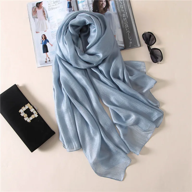 2023 luxus Marke Frauen Mode Schal Plain Solide Seide Leinen Schals Schals Sommer Dame Bandanas Pashmina Foulard Hijab 180*90 cm – Detail 17