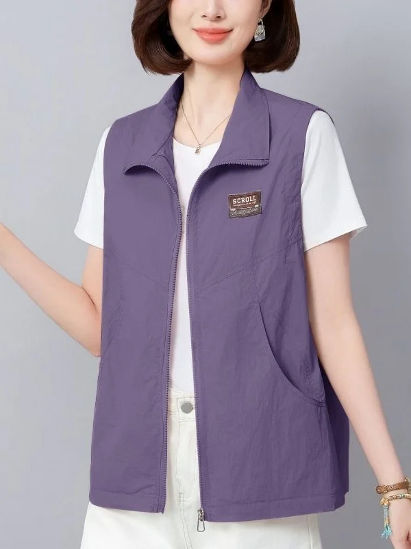 Spring Autumn Fashion Thin Short Jacket Women's Outerwear 2026 New Small Size Summer Shoulder Pad Vest Middle-aged Mom
