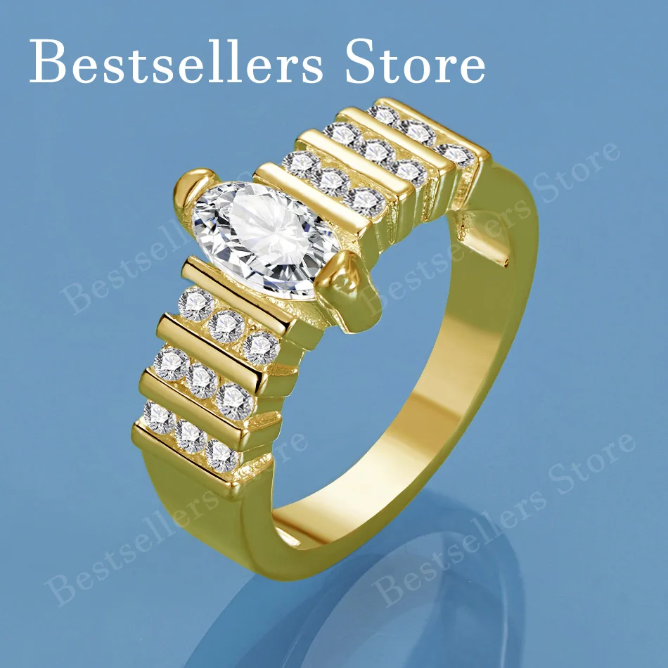 18K Gold-Plated Luxury Oval Zircon Ring – A Stylish, Charming Accessory for Women and an Ideal Wedding Gift