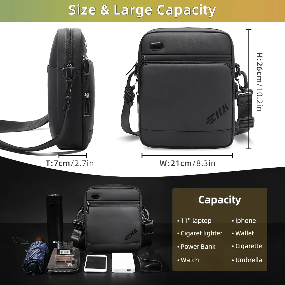 HK Messenger Sling Bags For Men Large Crossbody Bag for 11\