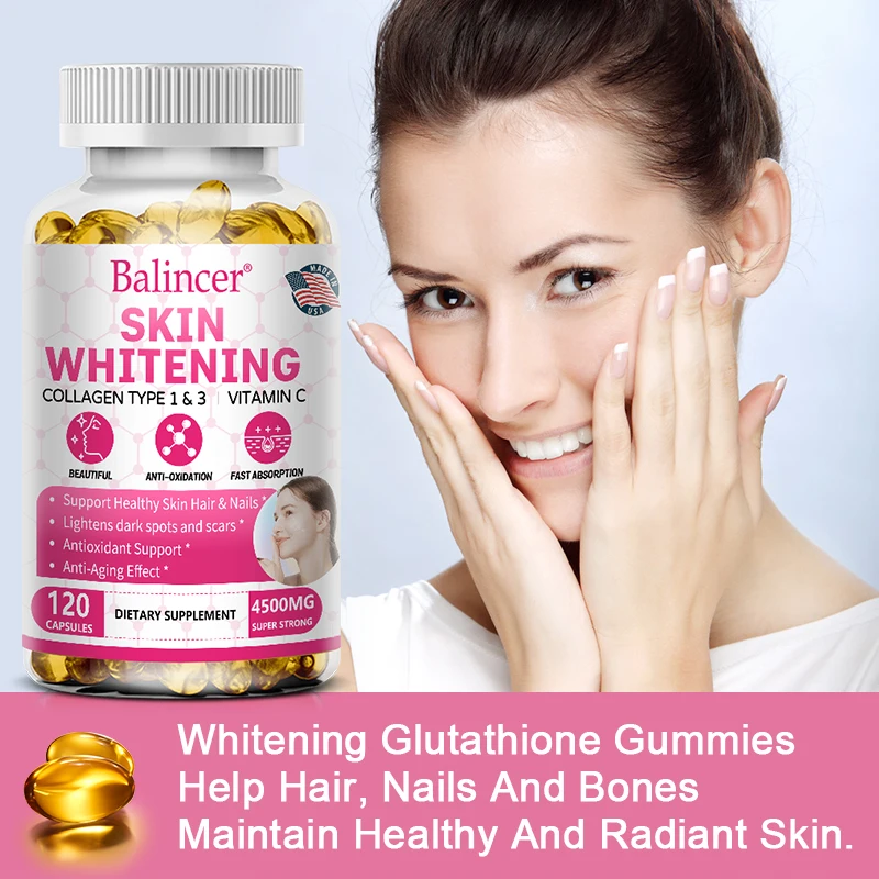 Collagen Softgels, Glutathione, Vitamin C - for beautiful skin, strong hair and healthy nails, antioxidant support