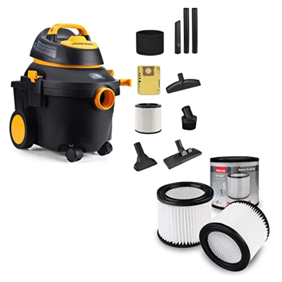 

Пылесос для сухой и влажной уборки 4 галлона, 5.5 л.с., + 2 высокопроизводительных картриджных фильтра 90398 (комплект из 2 шт.)