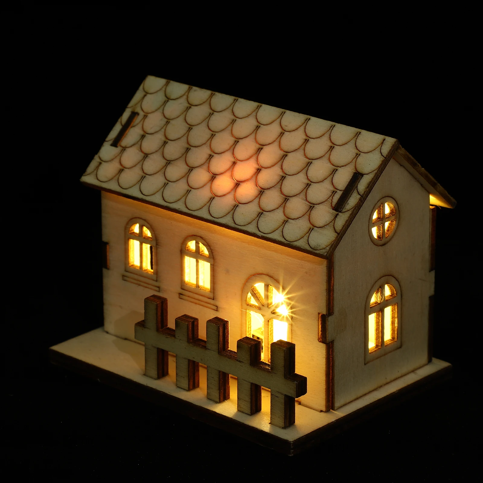 

Christmas Mini Luminous House Wooden Glowing Villa Exquisite Craftsmanship Light Desktop Decoration Xmas Party Gift