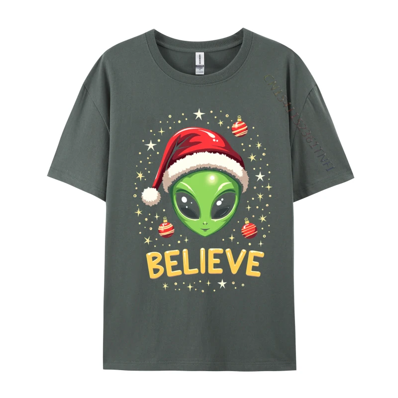 I Want To Believe Aliens Ufo Area 51 Roswell Alien Christmas T-Shirt Tees For Men Loose Custom T Shirt