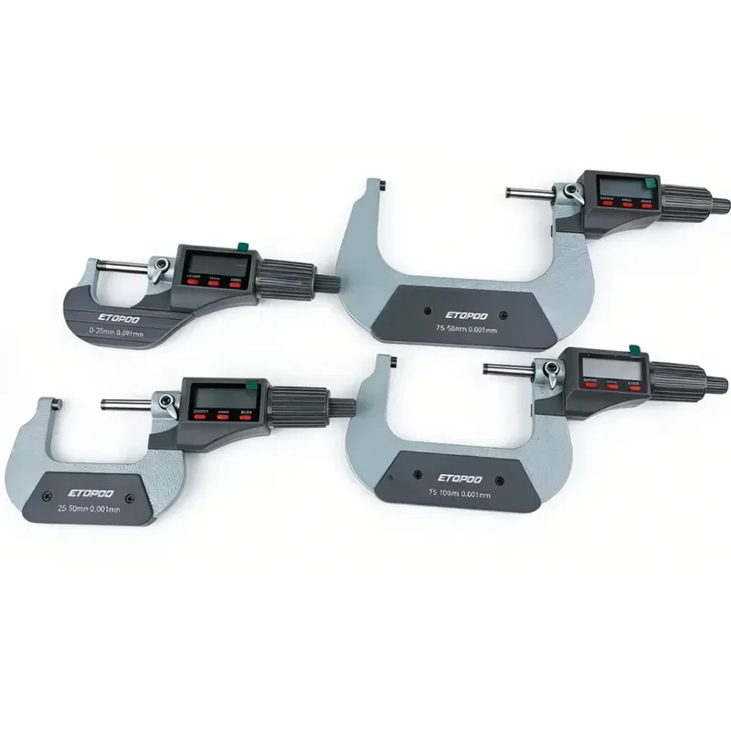 for ETOPOO 4-Pack Digital Micrometer Set 0-100mm 0.001mm Precision Electronic Outside Measuring Tools for Industrial Use