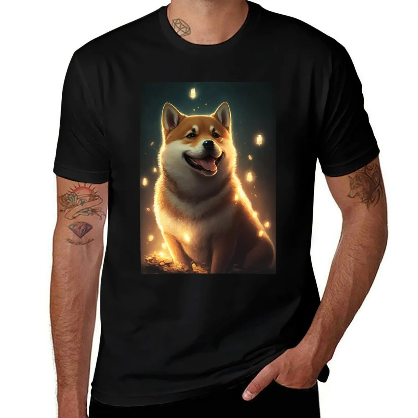 Happy Shiba Inu Dog T-Shirt cotton t shirts man 100% t shirt man casual T-Shirt