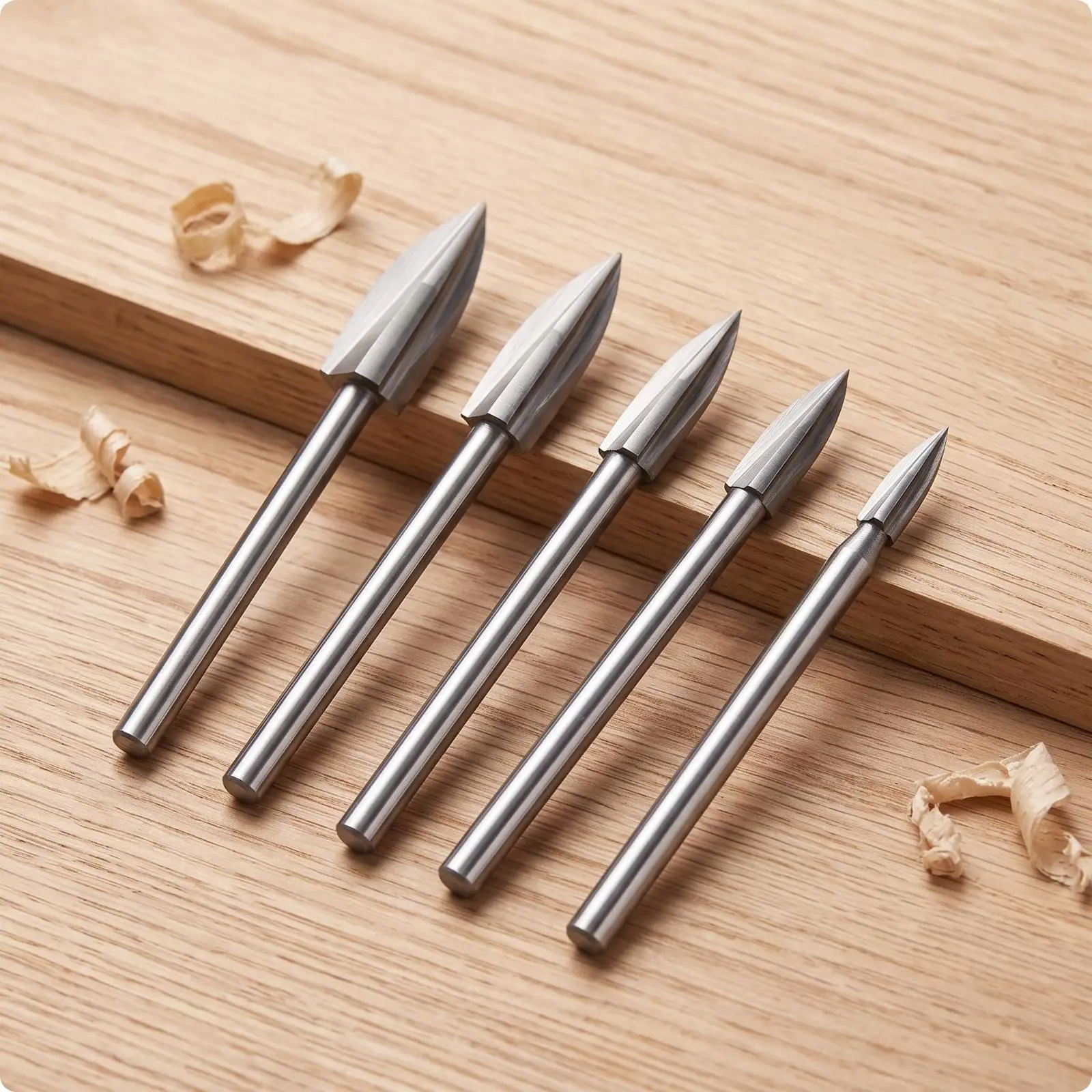 5 Pieces Carbide Woodcrafting Carving | Pointed Cutting Head, Multitool form, Carving Bit with Round Shank