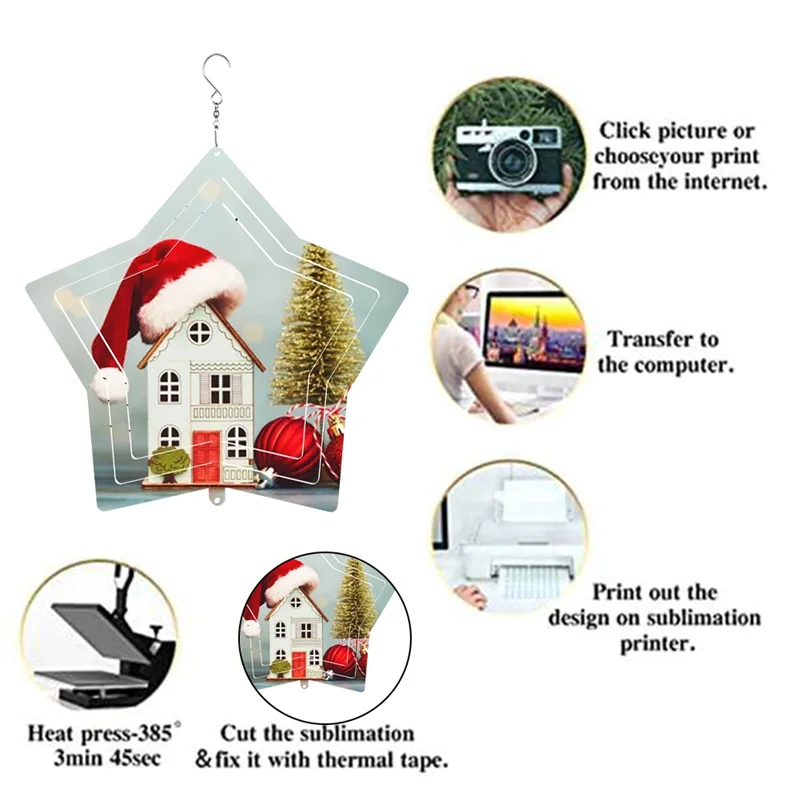 A79I 6 حزمة 8 بوصة التسامي الرياح المغازل الفراغات معلقة الرياح المغازل لعيد الميلاد حديقة الديكور #4