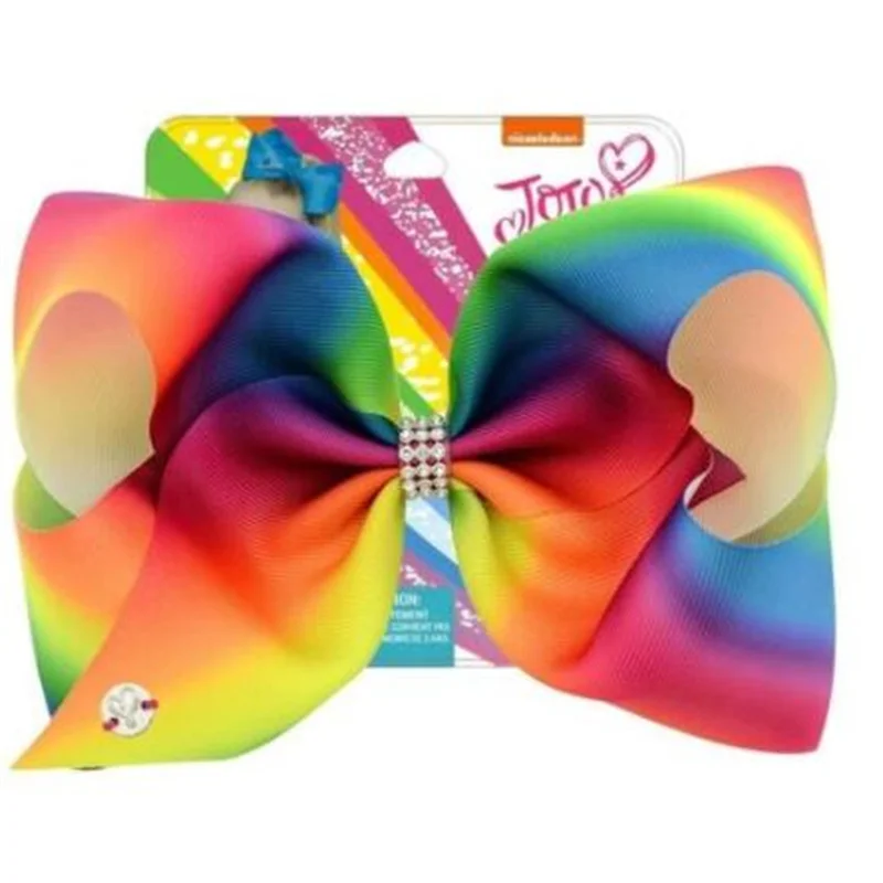 

New Bowknot 8" Large Bows Hairpin Rainbow Series With Alligator Clip for Girl Kids Hair Accessories Custom