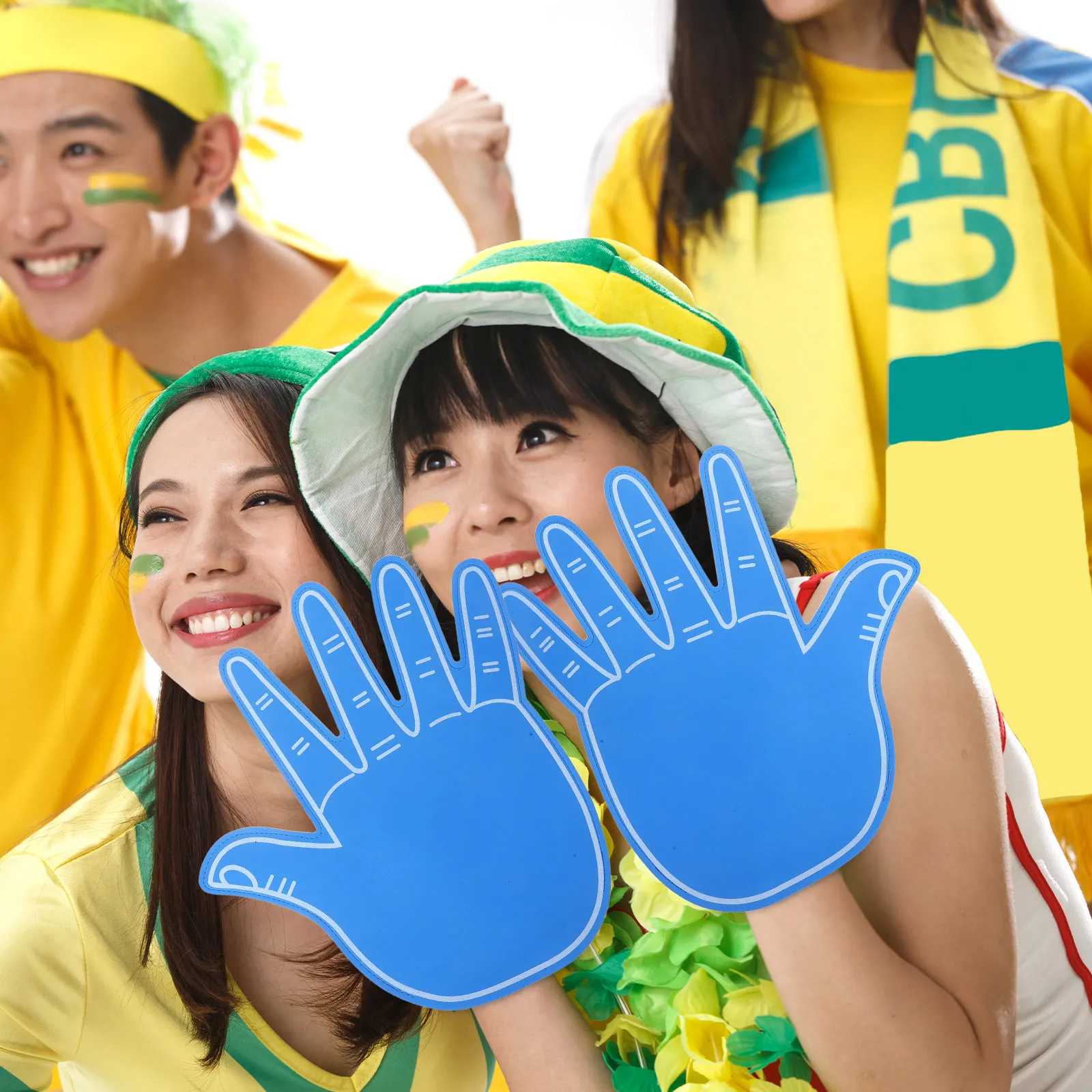 2Pcs Giant Eva Foam Cheerleading Hands Lightweight Soft Plastic Fingers Sports Fan Props Party Favor for Sports Events
