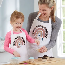 Rainbow Mama Rainbow Mini Print Apron Mom Kids Family Matching Apron Mother Girl Kitchen Apron Cooking Baking Pinafore Gift 1pcs