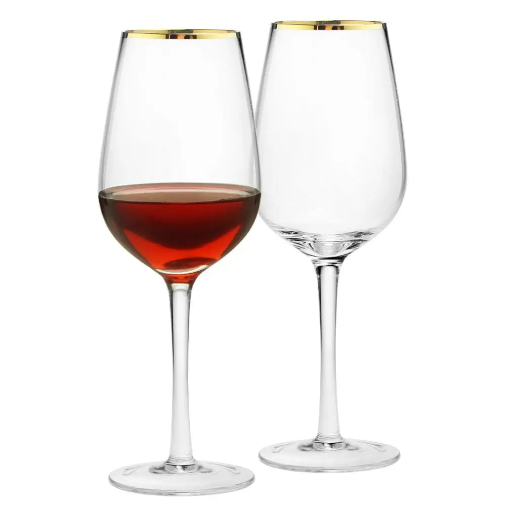 

Gold Rimmed Highball Glass Red Wine Cup Champagne Cup Set Engraved Gold Stature Glass Modern Simple Style Beverage Tableware