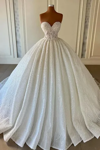 Vestidos de novia largos con cuentas brillantes de encaje de lujo personalizados vestido de novia de manga larga vestidos de princesa encantadores para novia